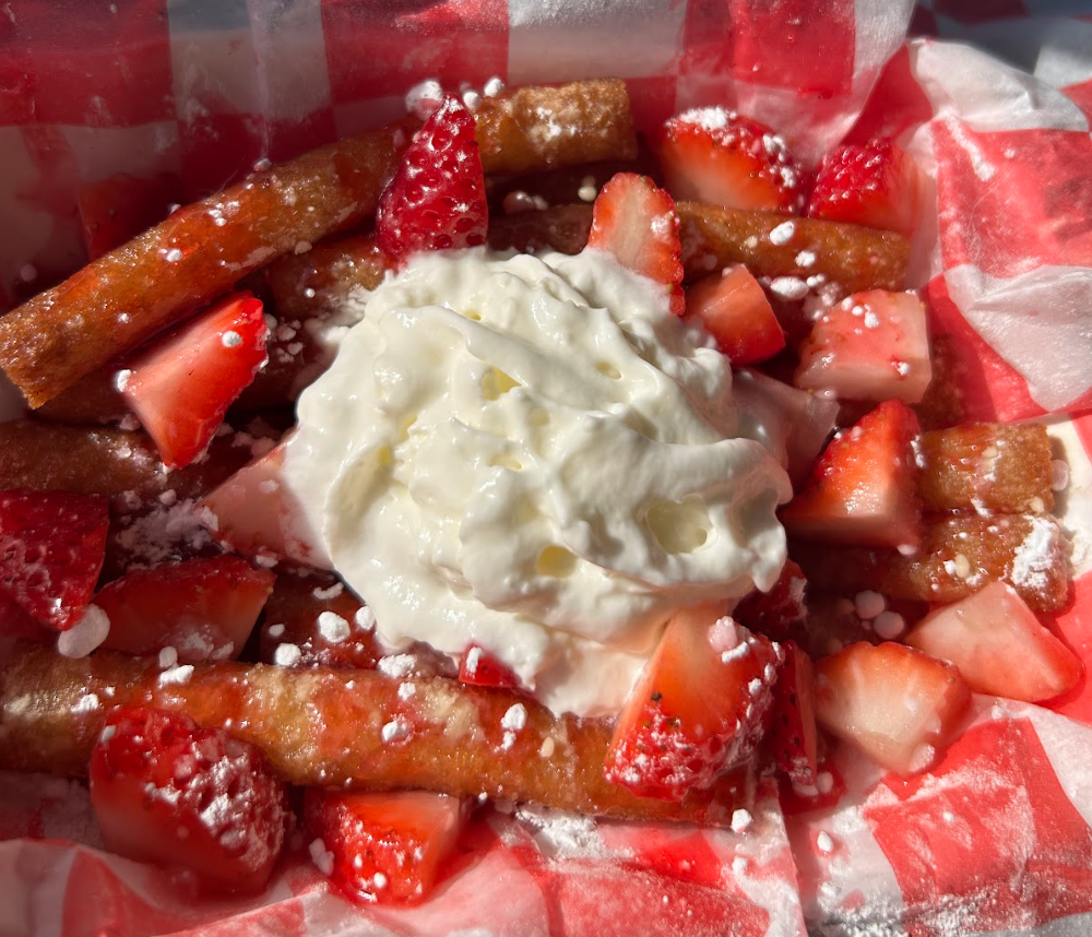Strawberry funnel cake fries